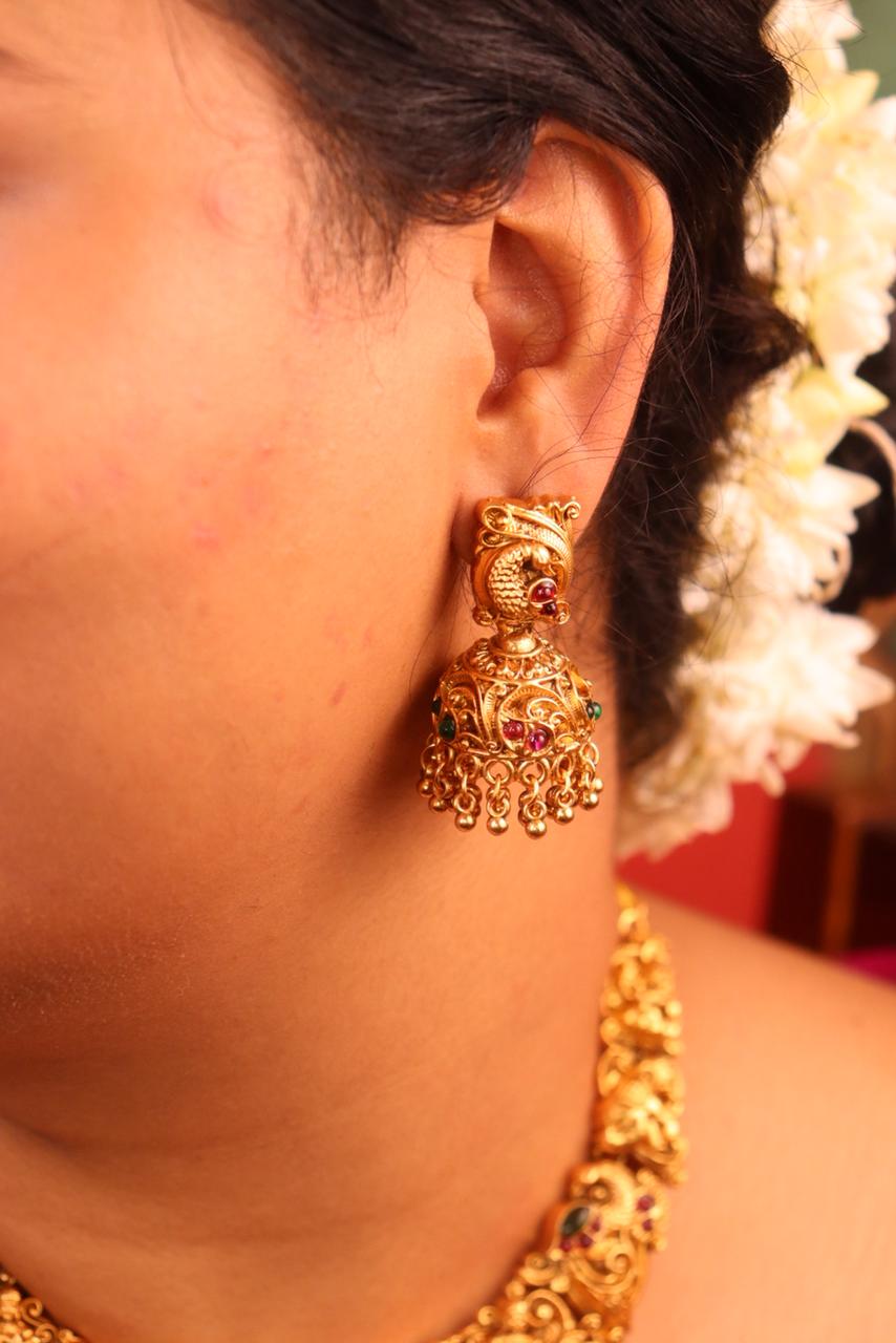 Sri Venkatesh Temple Green Necklace Set