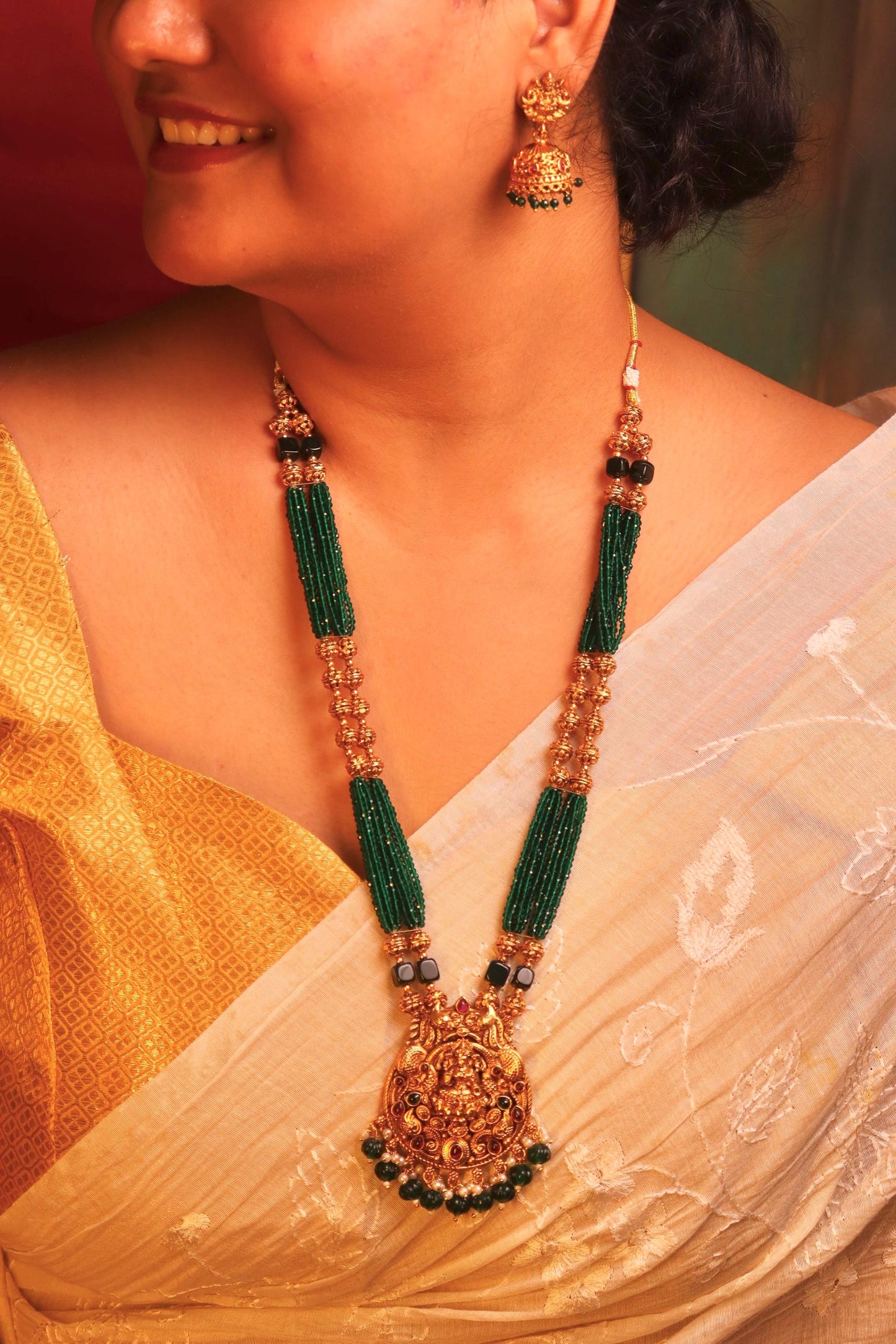 Mudra Green Laxmi Long Haaram