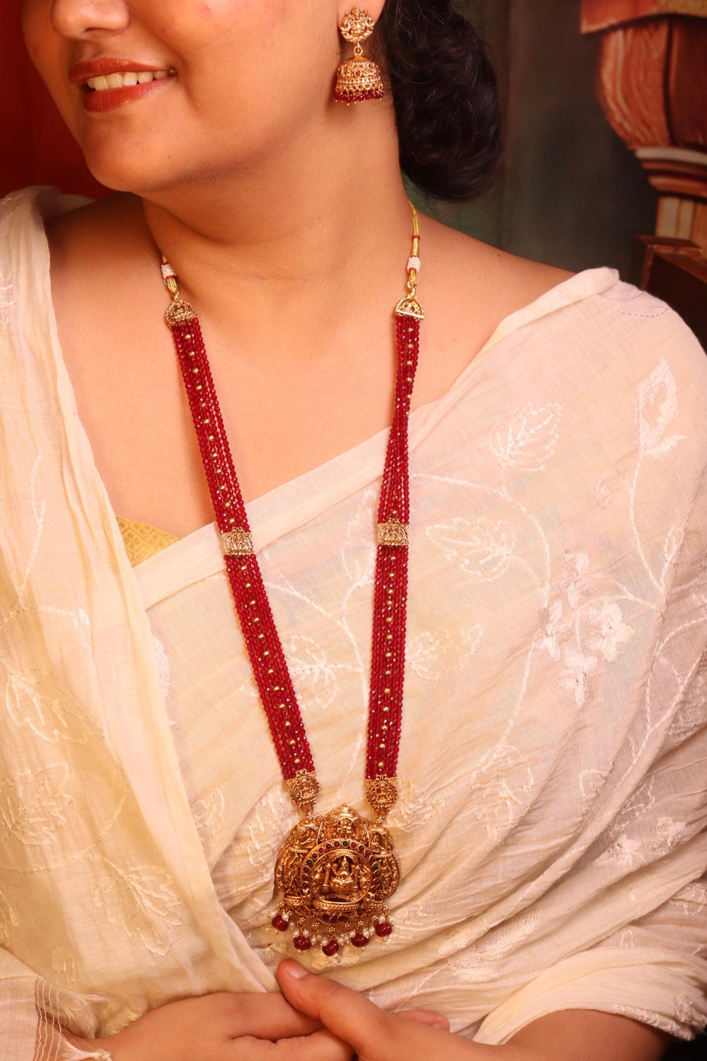 Long Laxmi Red Haaram