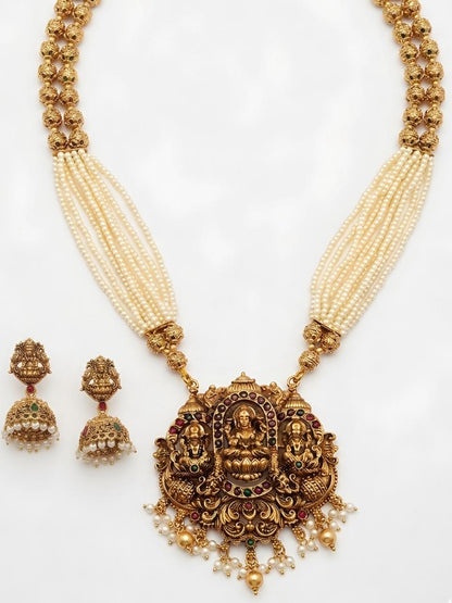 Mudra White Laxmi Long Haaram