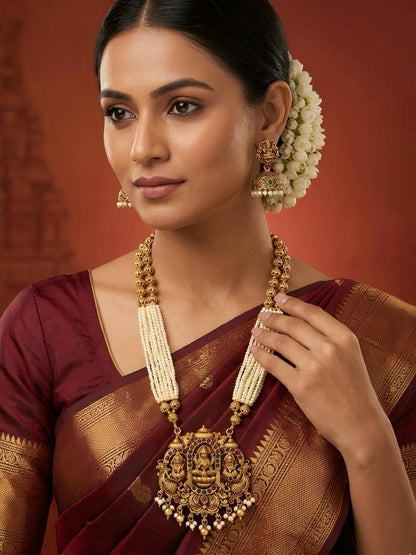 Mudra White Laxmi Long Haaram