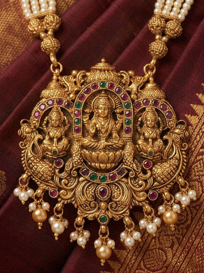 Mudra White Laxmi Long Haaram