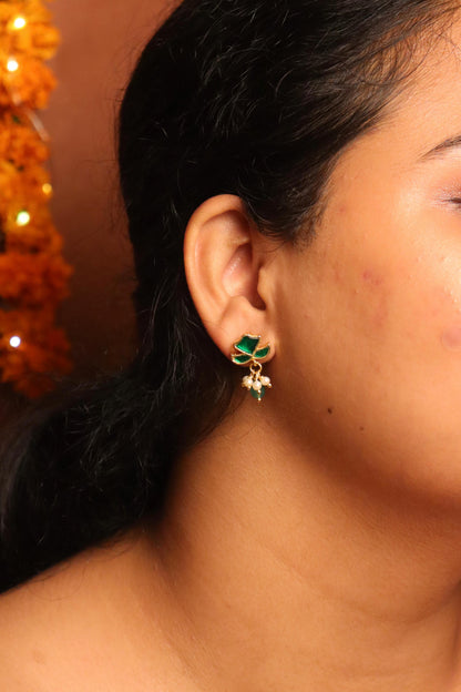 Green Meenakari Studs