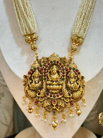 Mudra White Laxmi Long Haaram