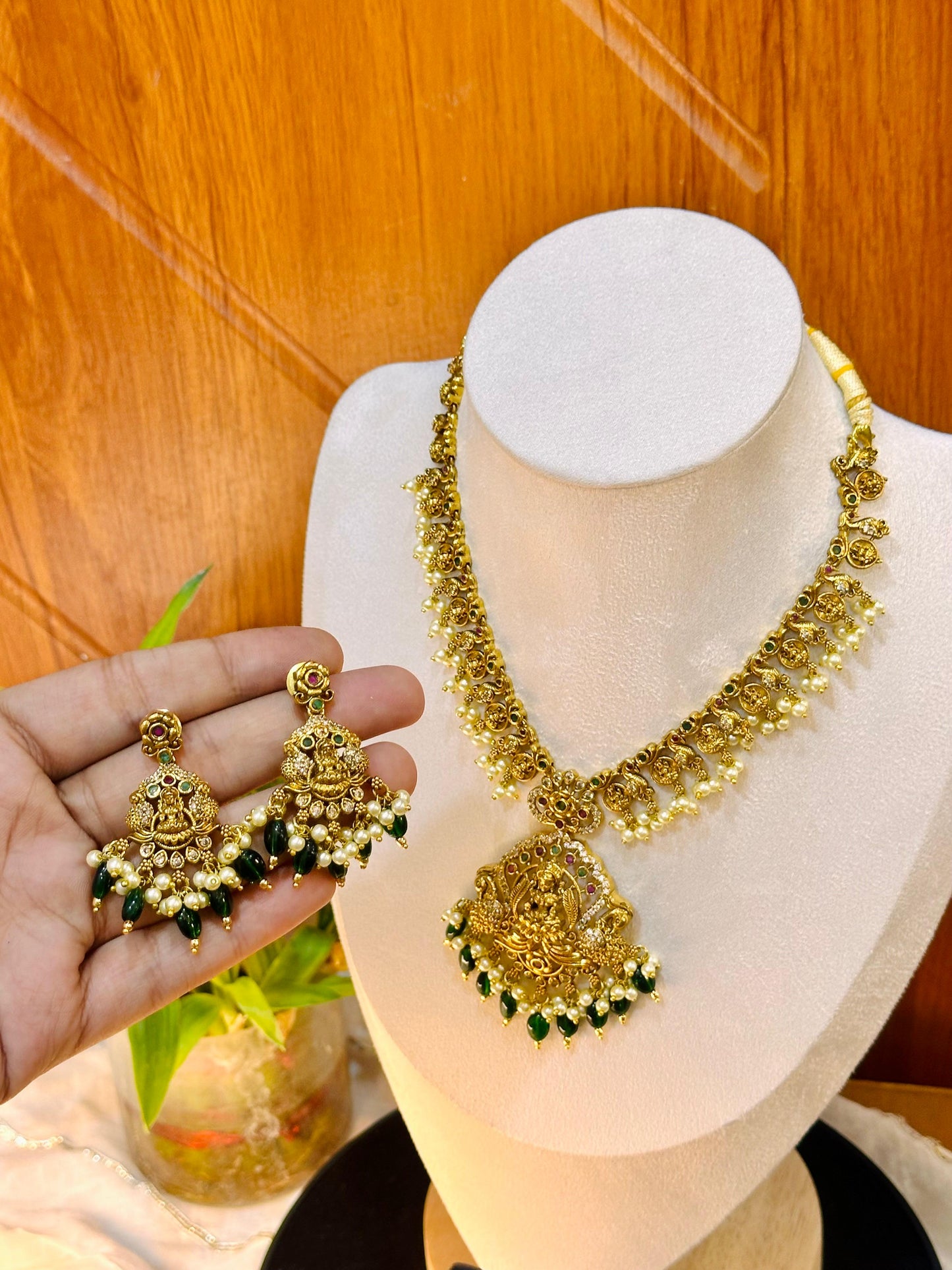 Lakshmi Kemp Green Haaram Set