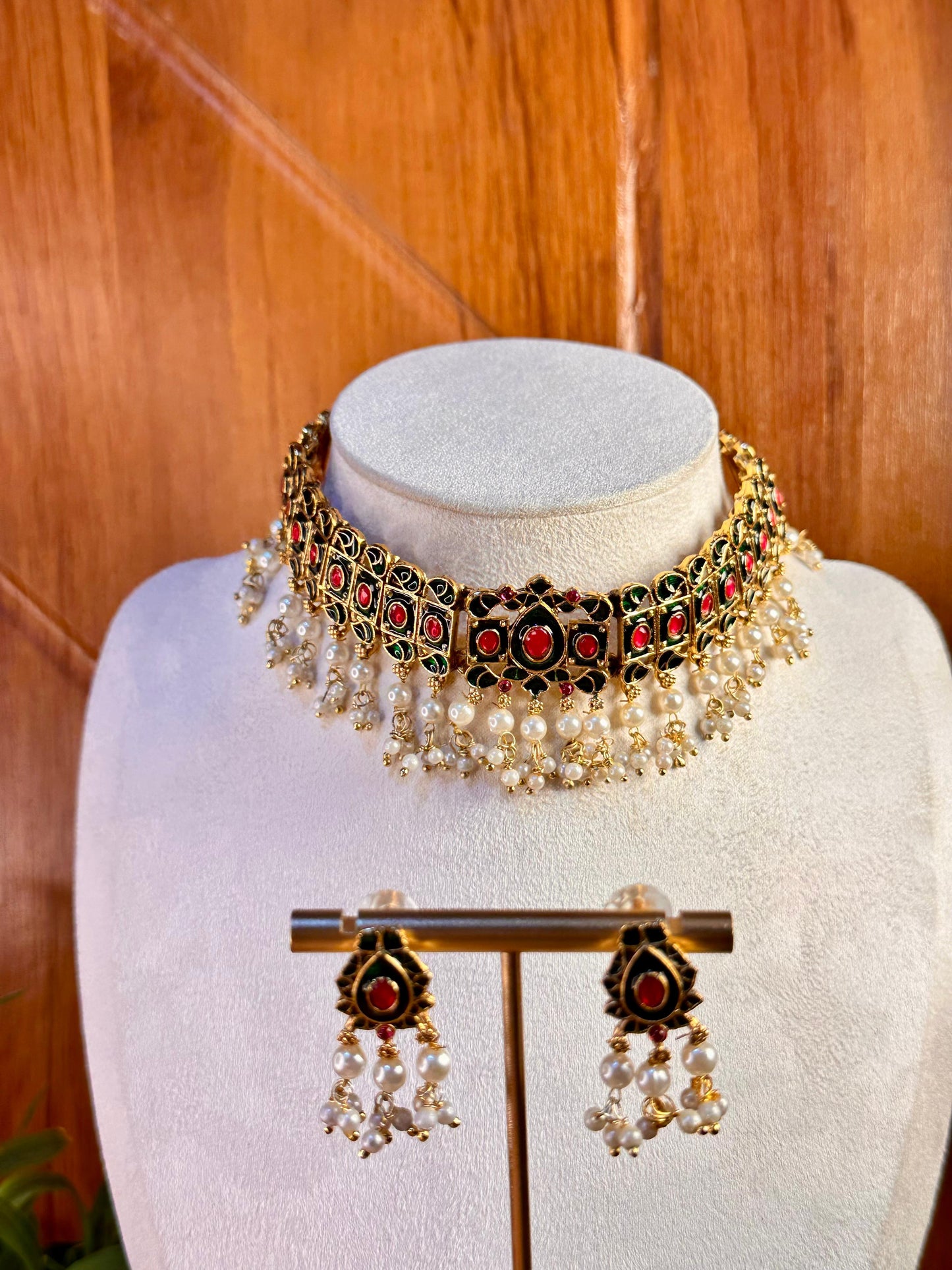 Green Meenakari Choker Set