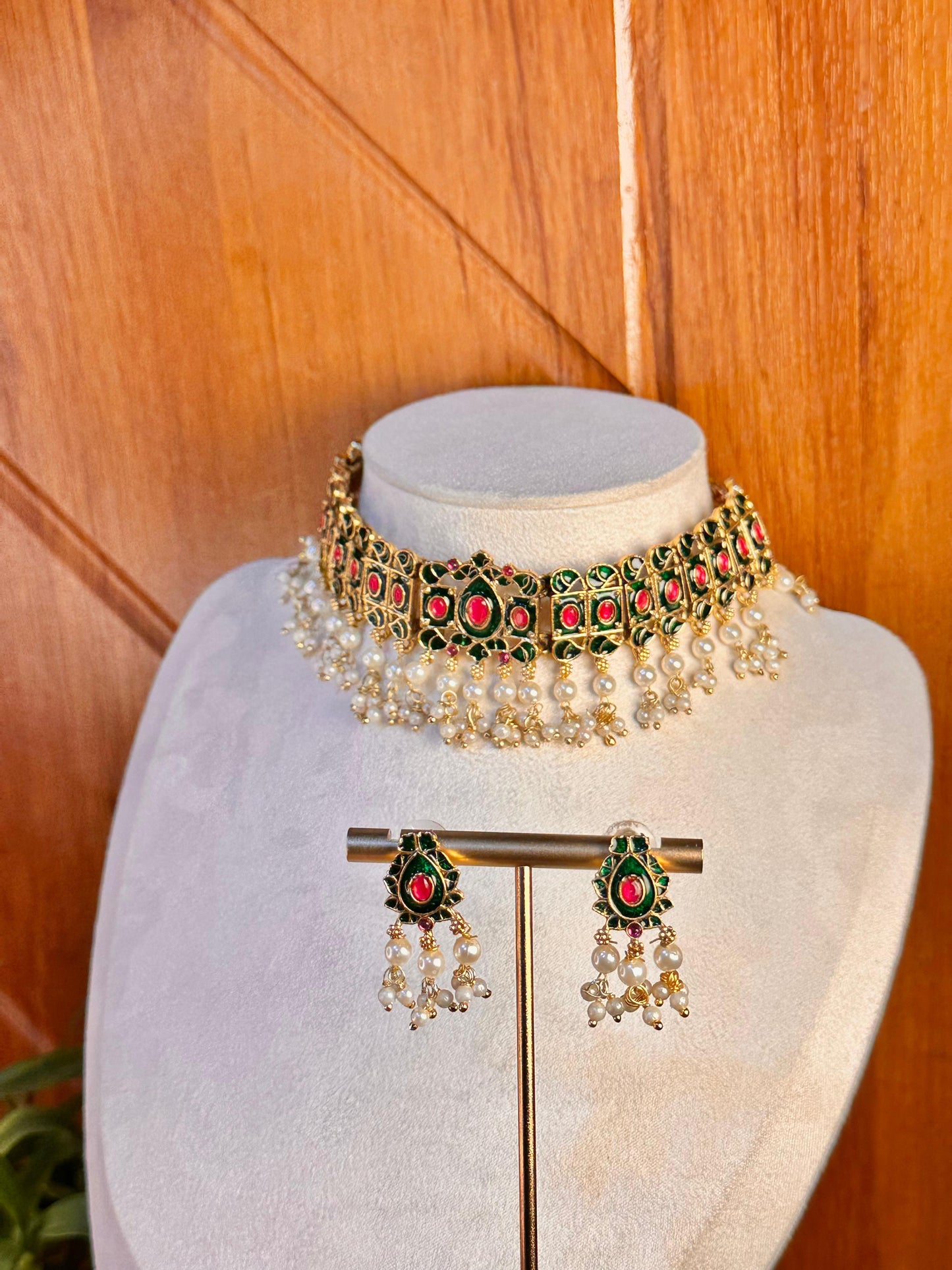 Green Meenakari Choker Set