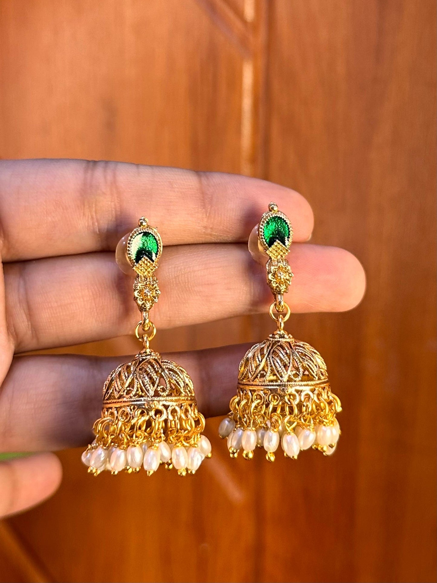 Green Palakam Jhumkas