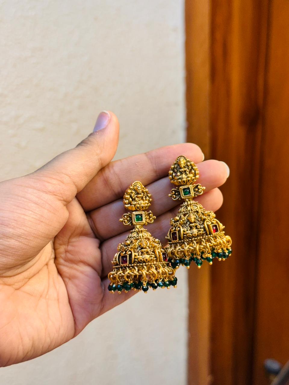 Shakti Green Temple Earrings