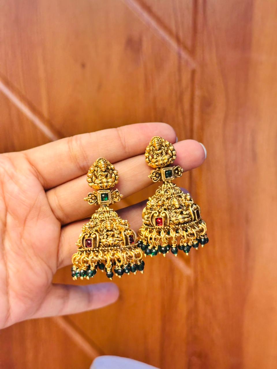 Shakti Green Temple Earrings