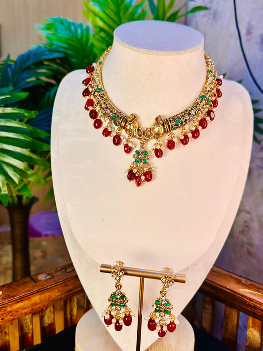 Red Elephant Kanthi Hasli Set