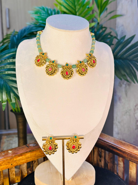 Sudha Mint Necklace Set