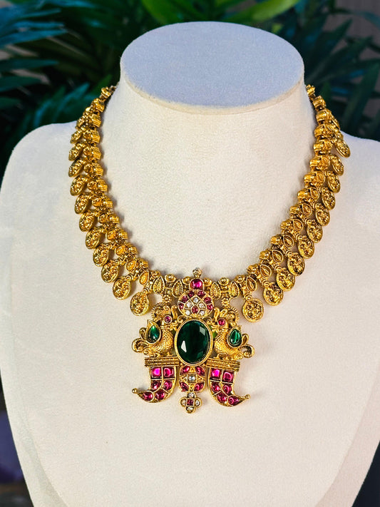 Viditha Green Stone Necklace Set
