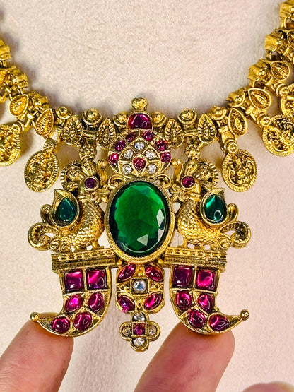 Viditha Green Stone Necklace Set