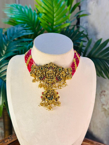Pink Choker Necklace Set