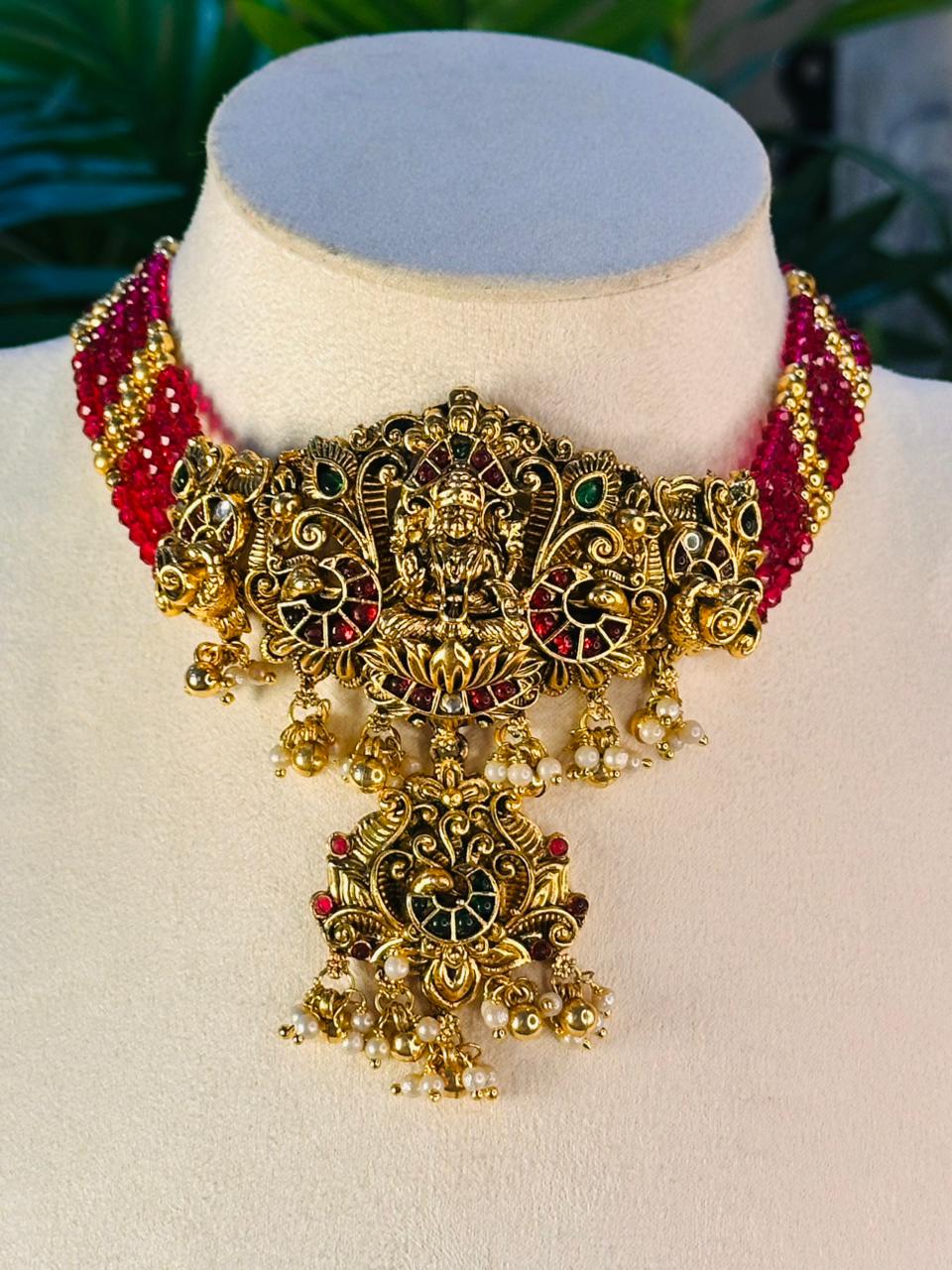 Pink Choker Necklace Set