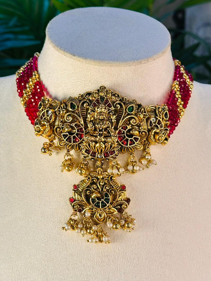 Pink Choker Necklace Set