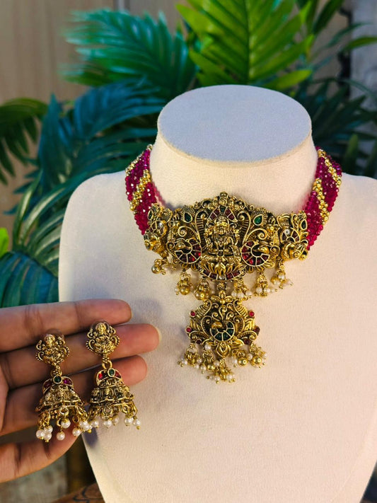 Pink Choker Necklace Set