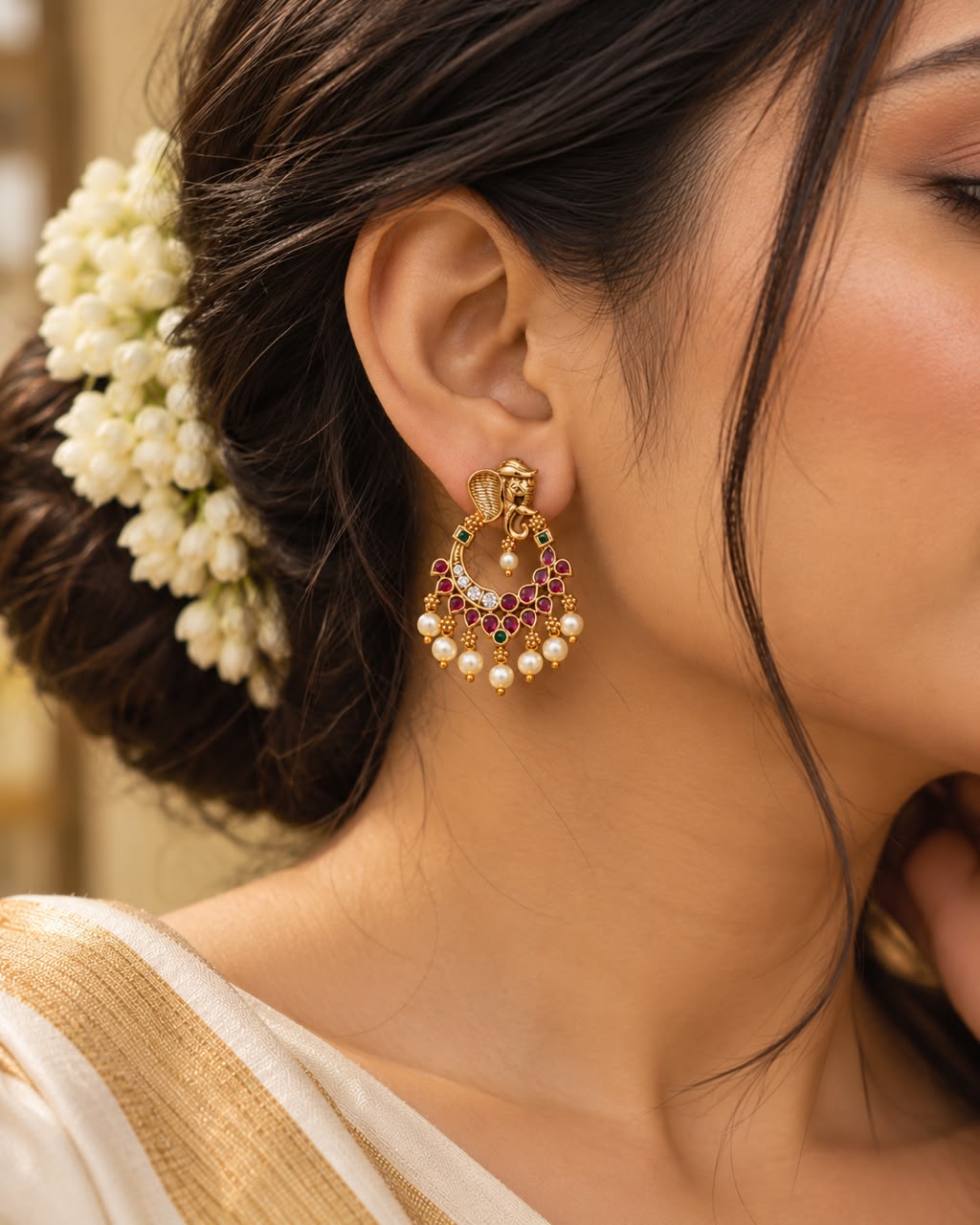 Ganesh Chandbali Earrings