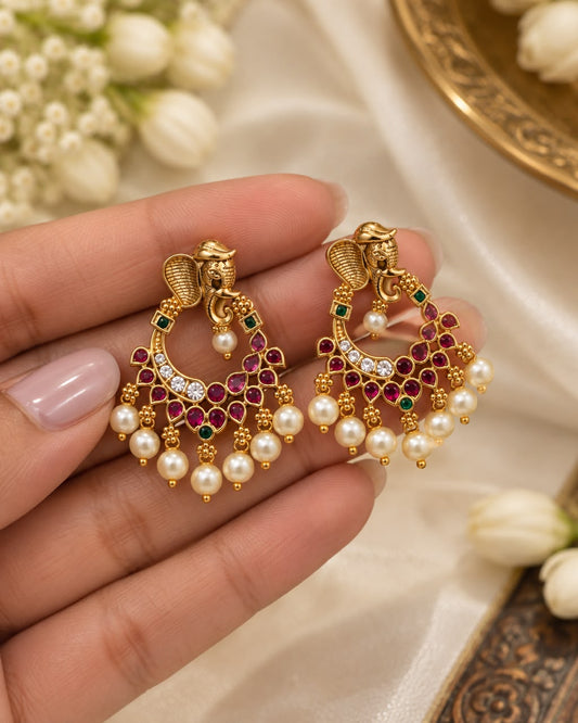 Ganesh Chandbali Earrings