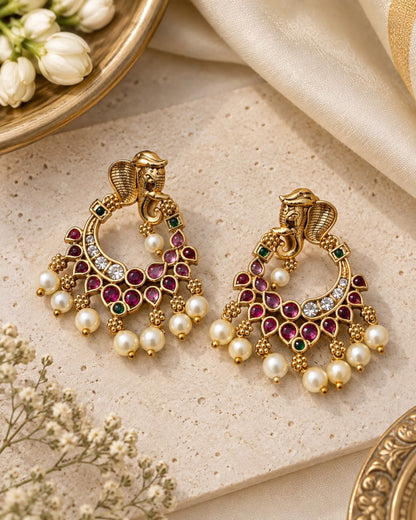 Ganesh Chandbali Earrings