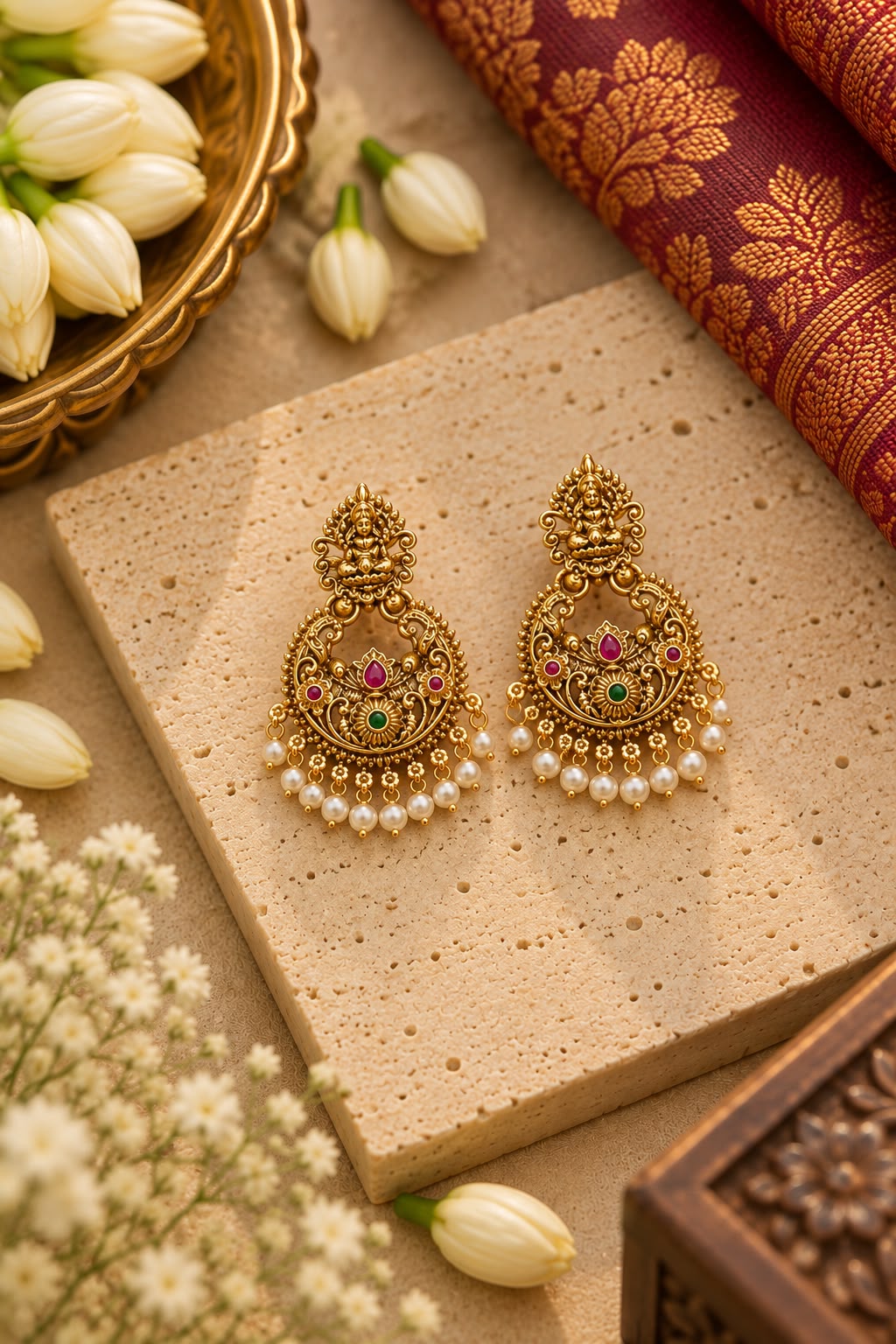 Vidhutha White Chandbali
