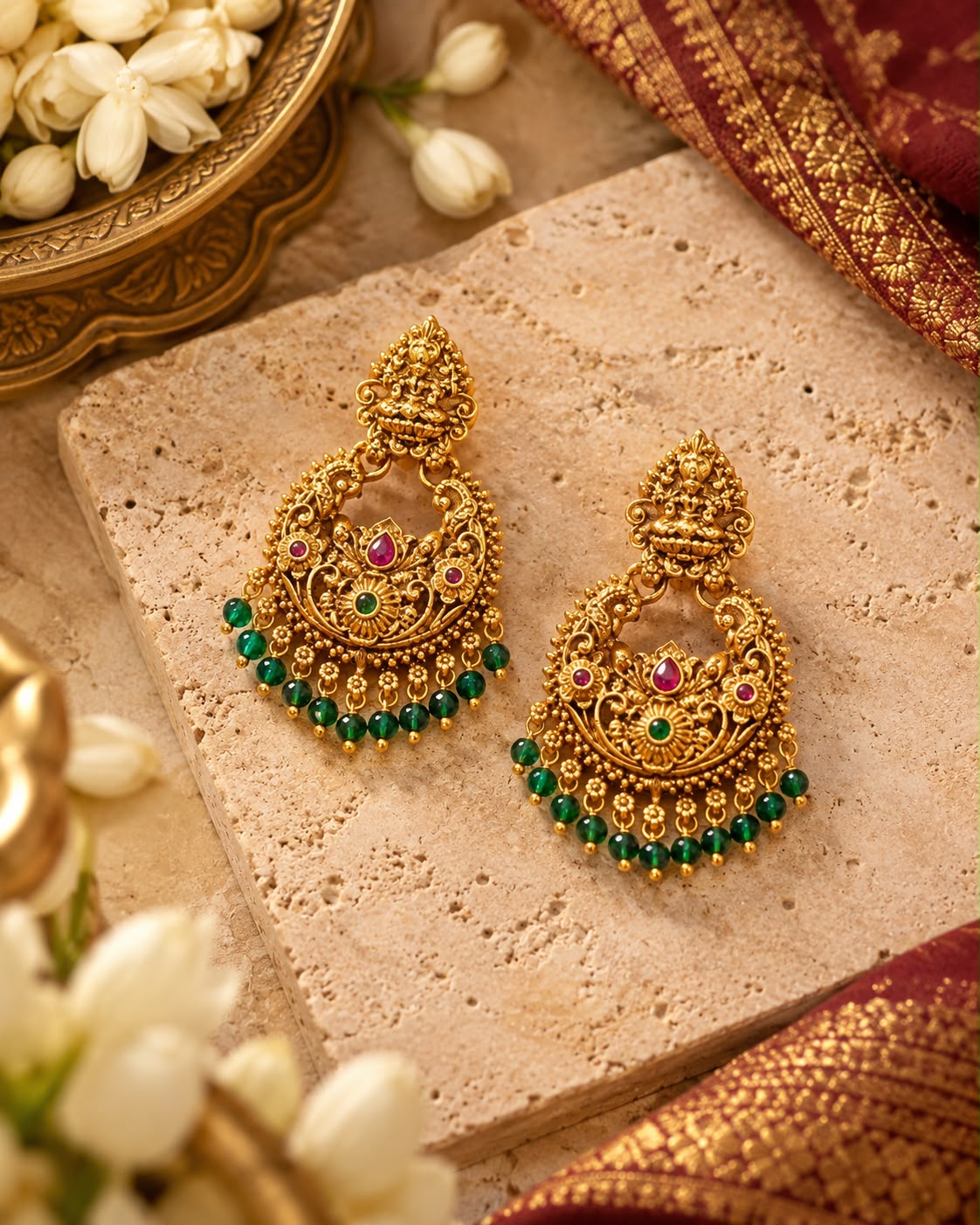 Veditha Green Chandbali
