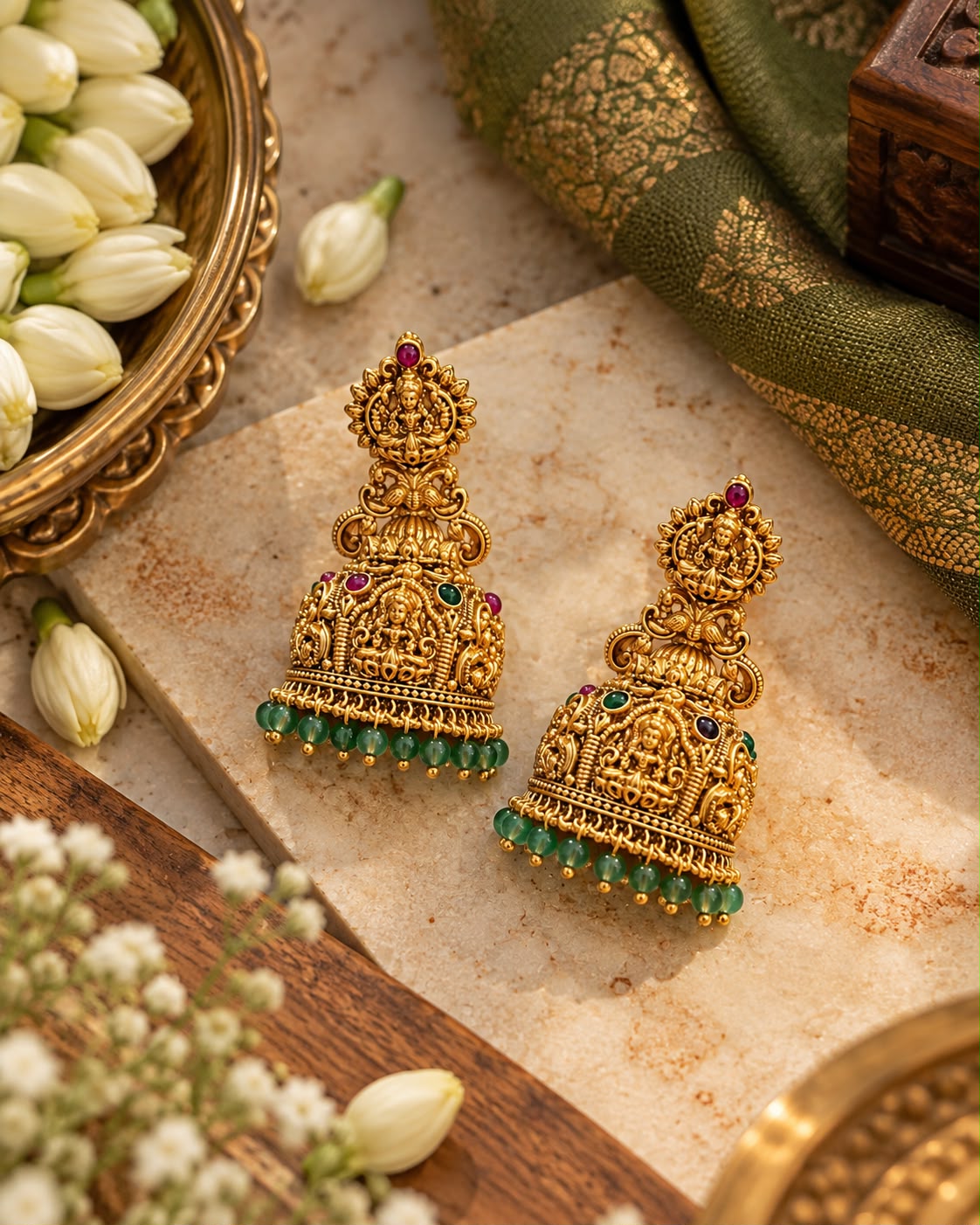 Mahalaxmi Green Jhumkas