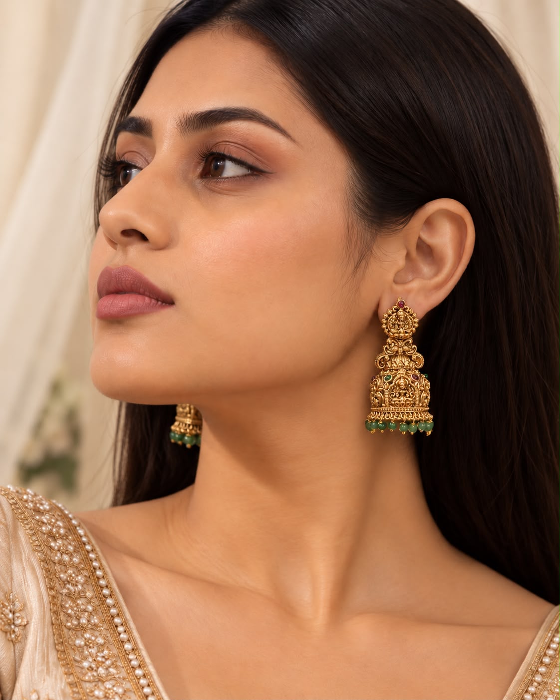 Mahalaxmi Green Jhumkas