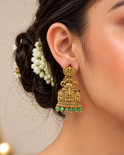 Mahalaxmi Green Jhumkas