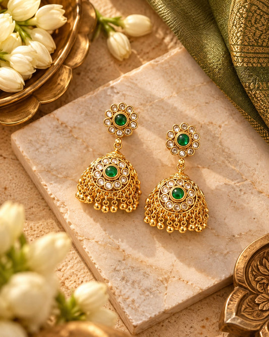Chaya Green Kundan Earrings
