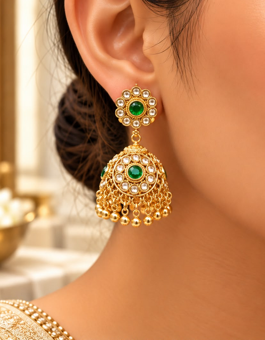 Chaya Green Kundan Earrings