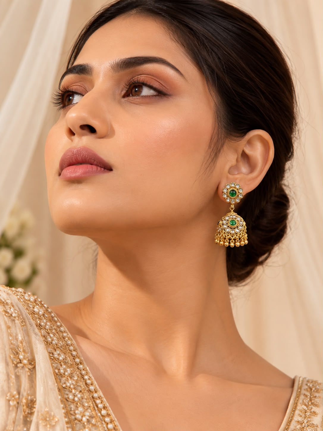 Chaya Green Kundan Earrings