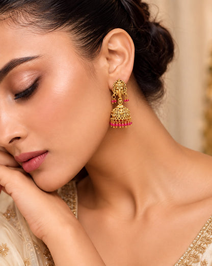 Gaja kamini Ruby Earrings