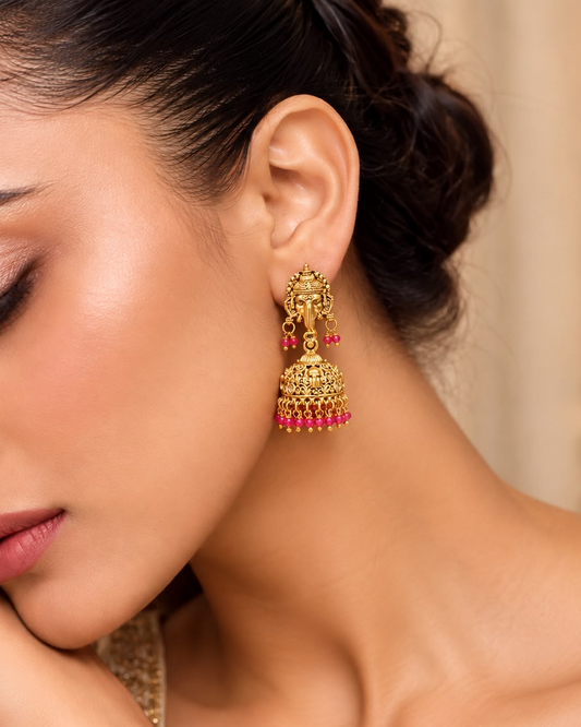 Gaja kamini Ruby Earrings