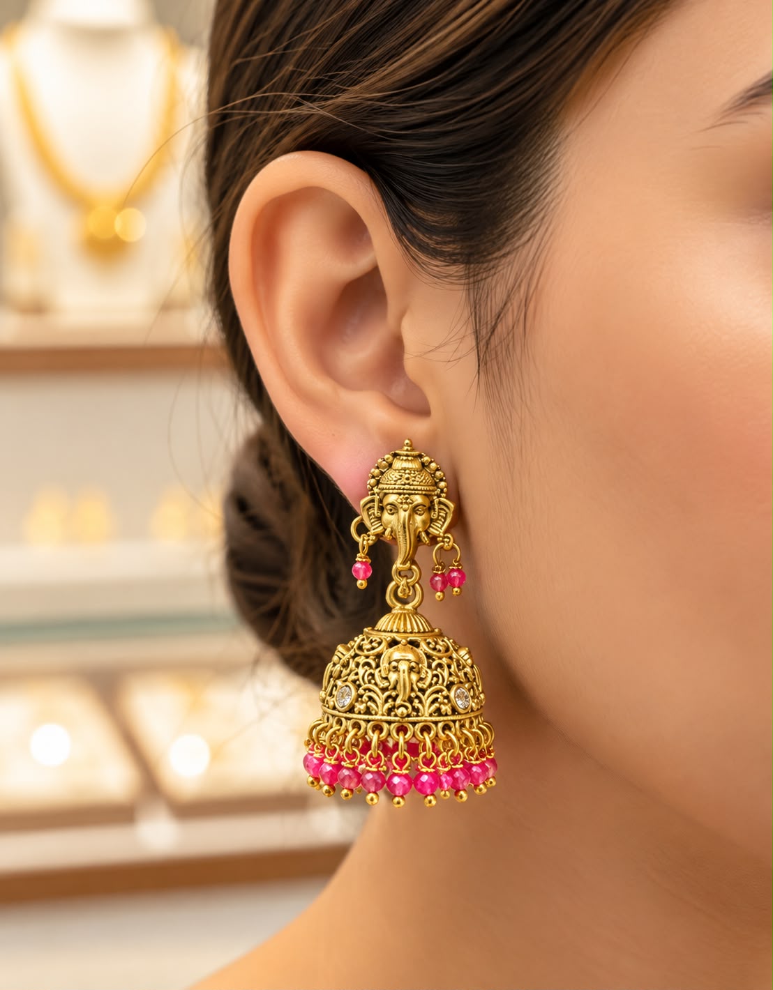 Gaja kamini Ruby Earrings