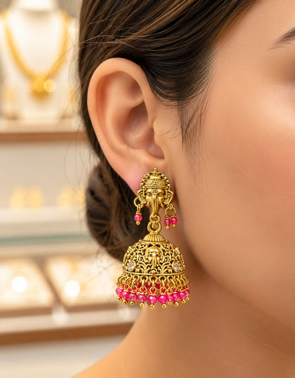 Gaja kamini Ruby Earrings