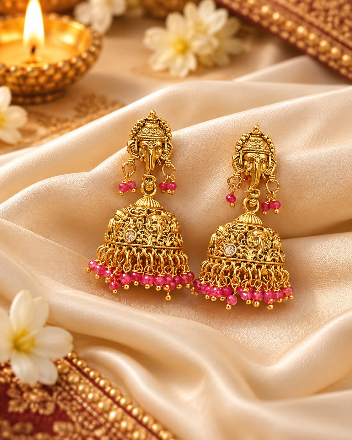 Gaja kamini Ruby Earrings