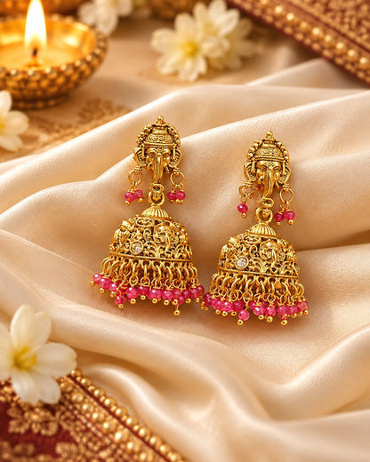 Gaja kamini Ruby Earrings