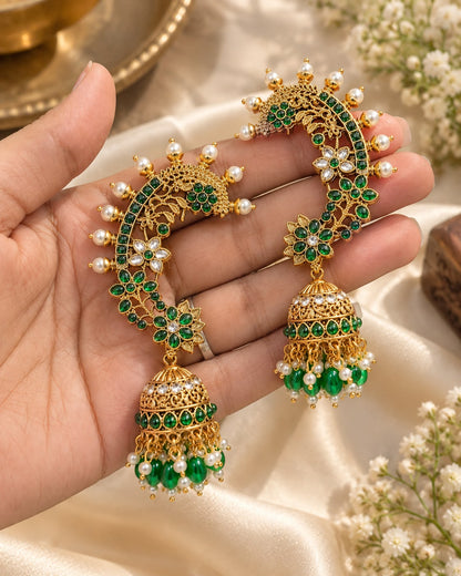 Varnika Green Ear Cuffs