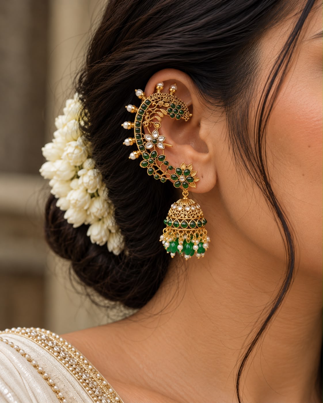 Varnika Green Ear Cuffs