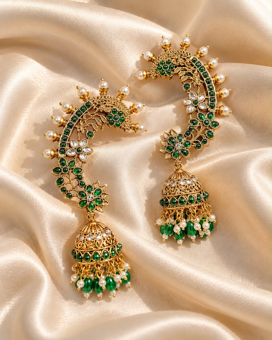 Varnika Green Ear Cuffs