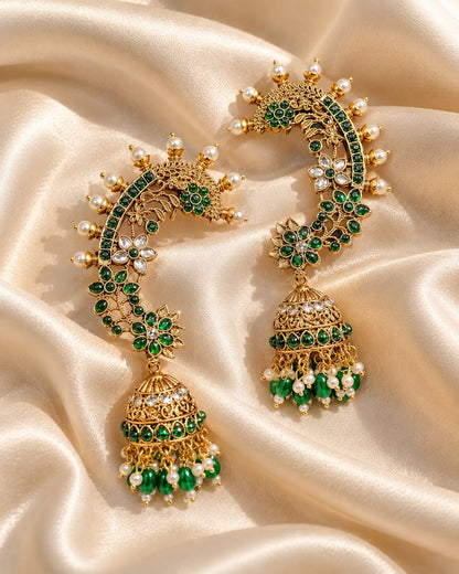Varnika Green Ear Cuffs