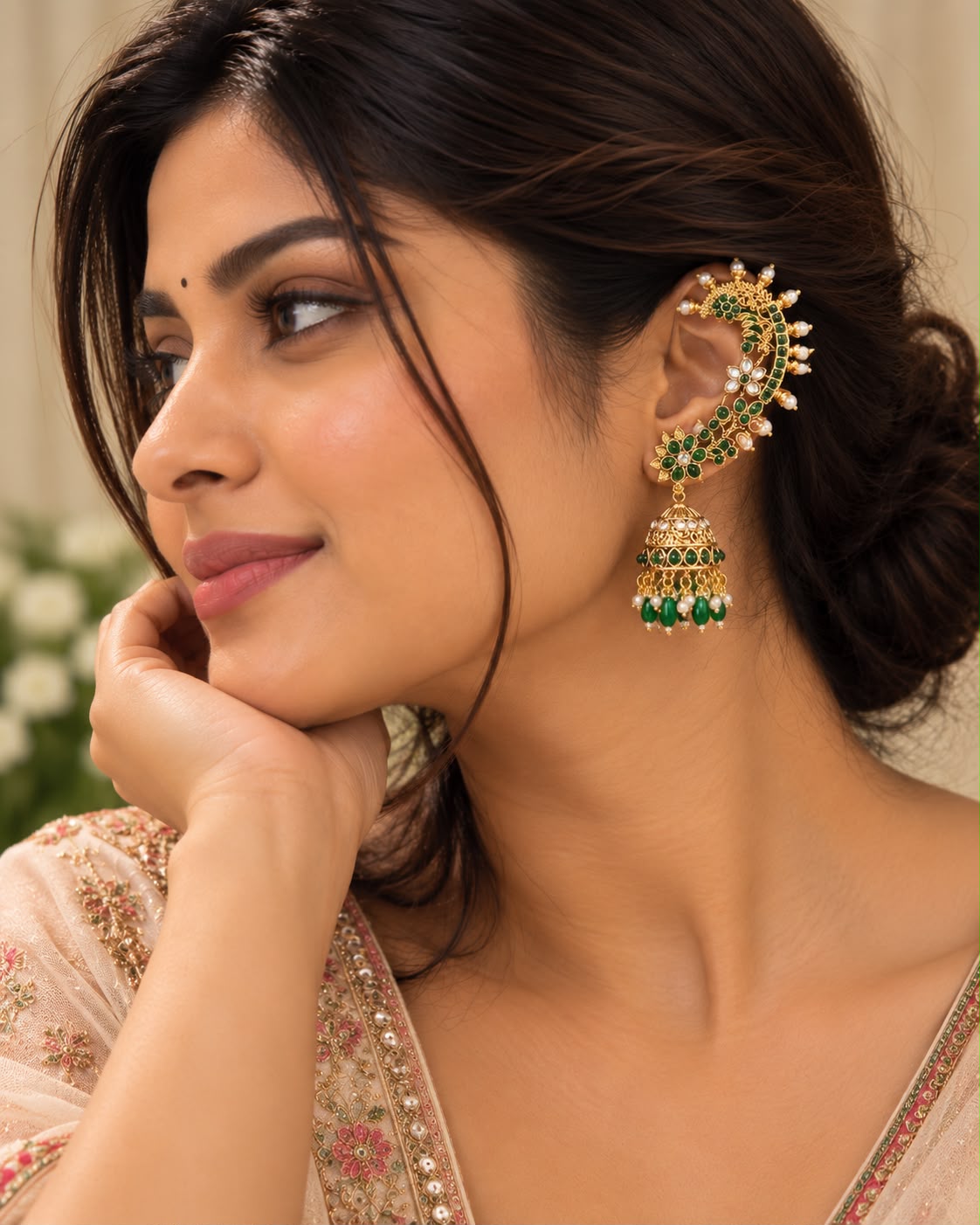 Varnika Green Ear Cuffs