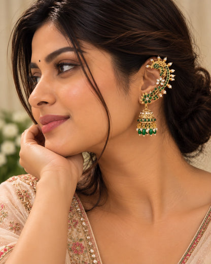 Varnika Green Ear Cuffs