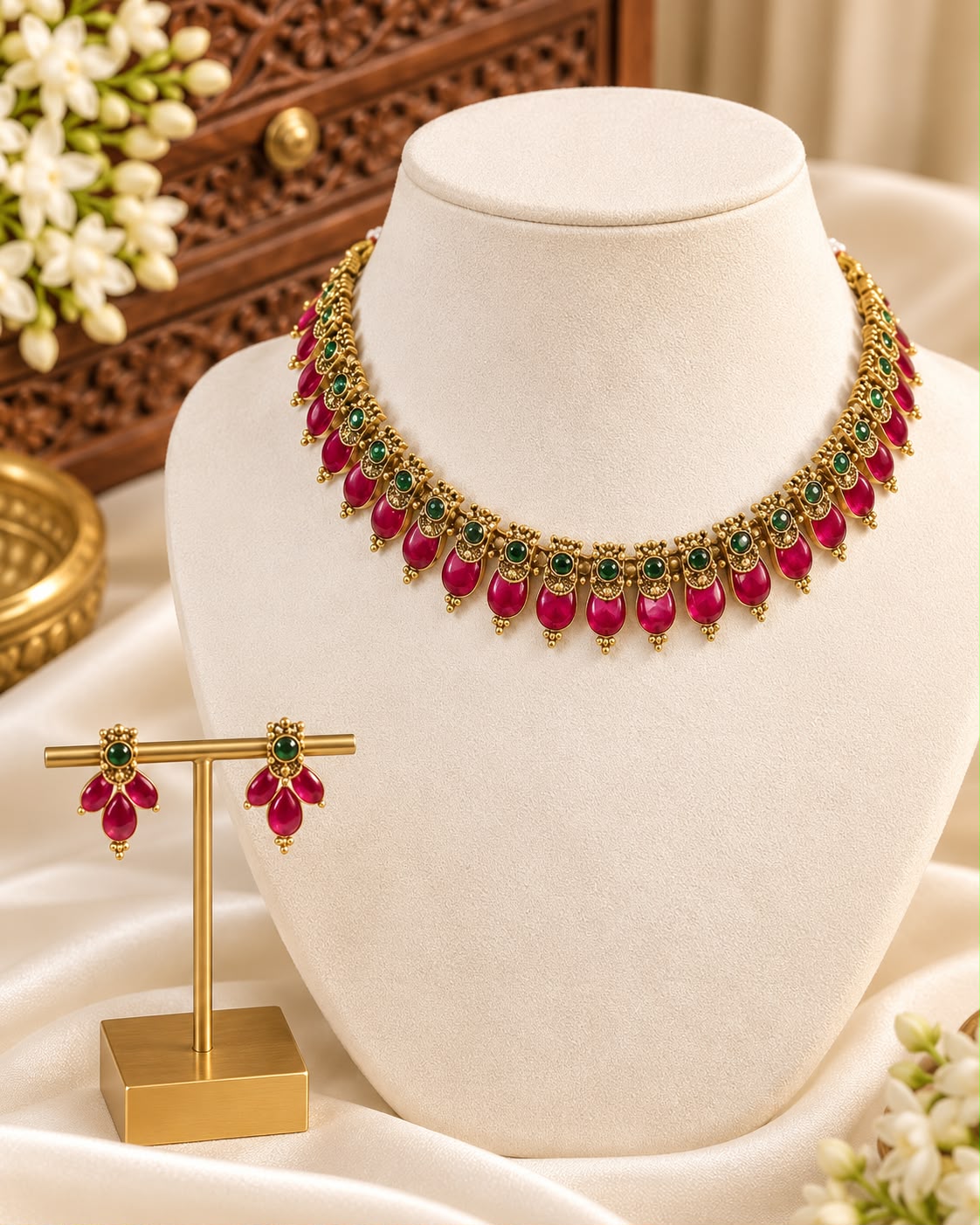 Pink Palakam Necklace Set