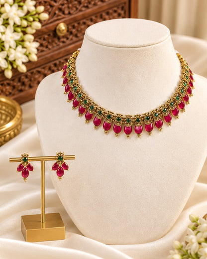 Pink Palakam Necklace Set