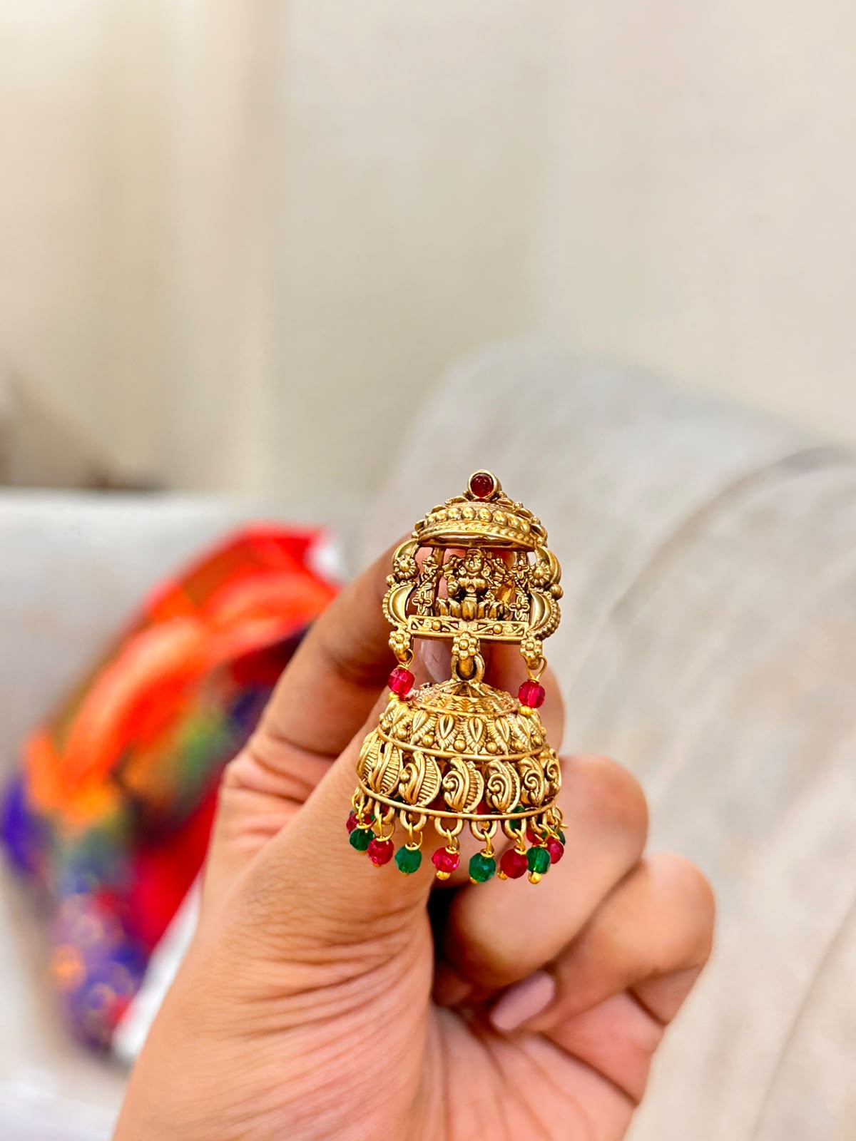 Jharokha Lakshmi Jhumkas