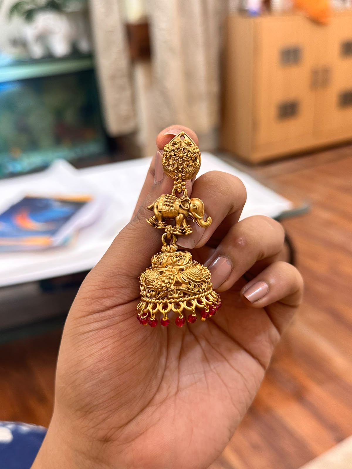 Gaja Red Jhumkas