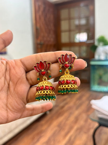 Red Lotus Jhumkas